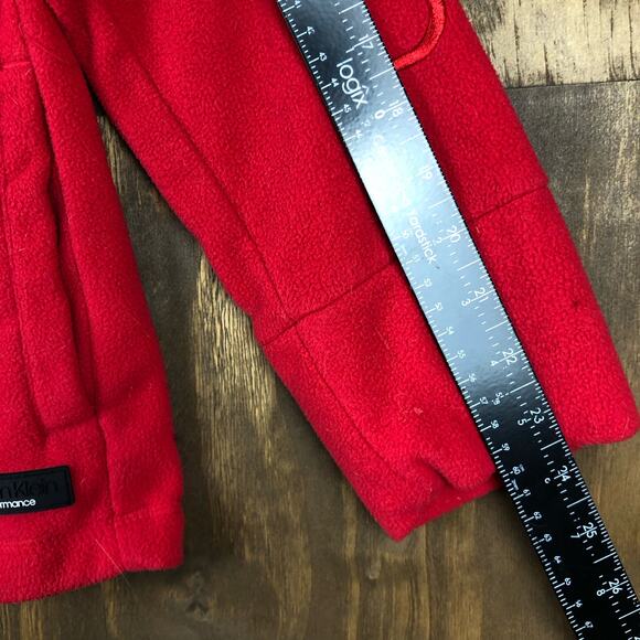 Calvin Klein Womens Sweater Red Full Zip Performance Fleece Athleisure Large - Picture 9 of 12